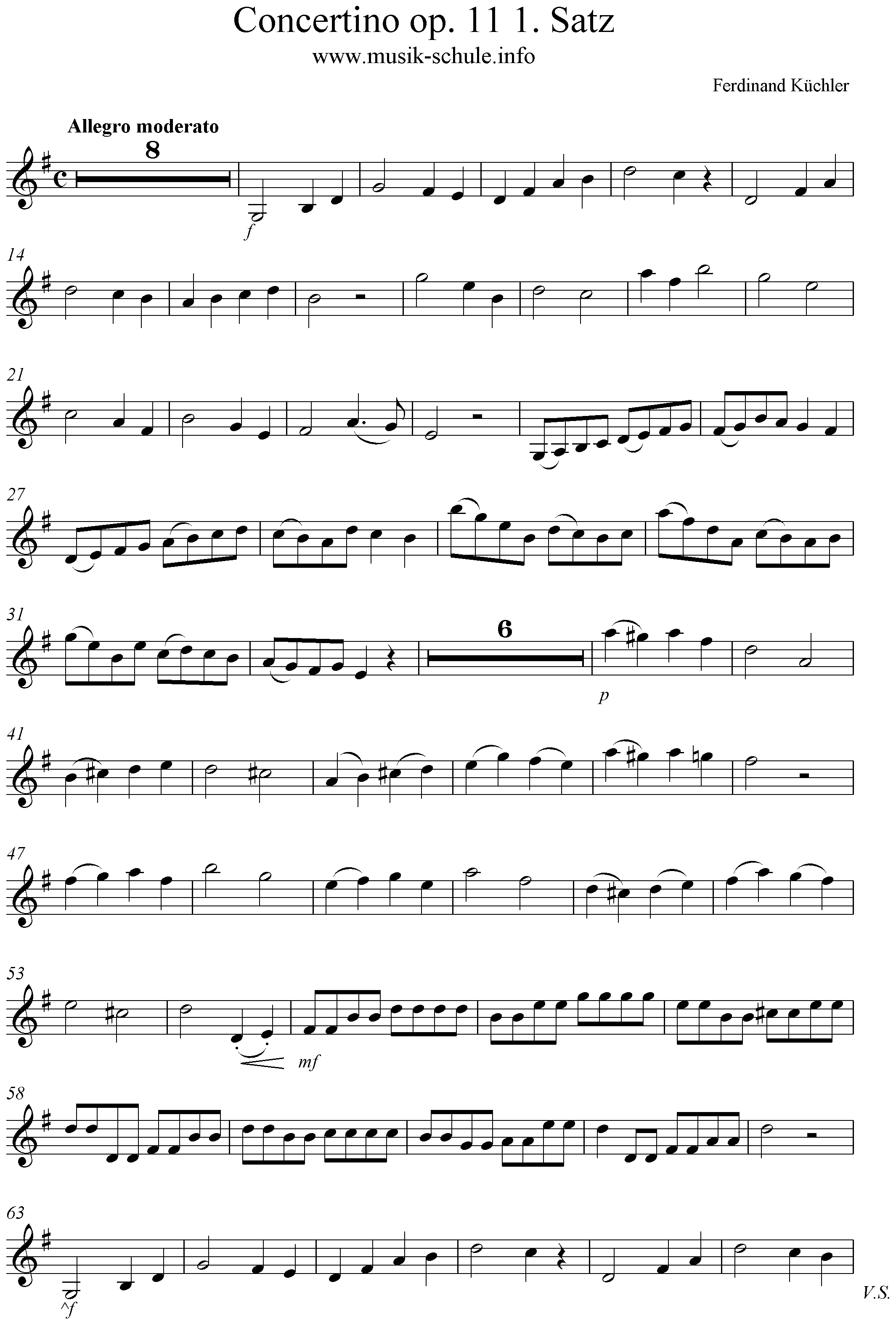Violinstimme Küchler Violin Concertino op.11